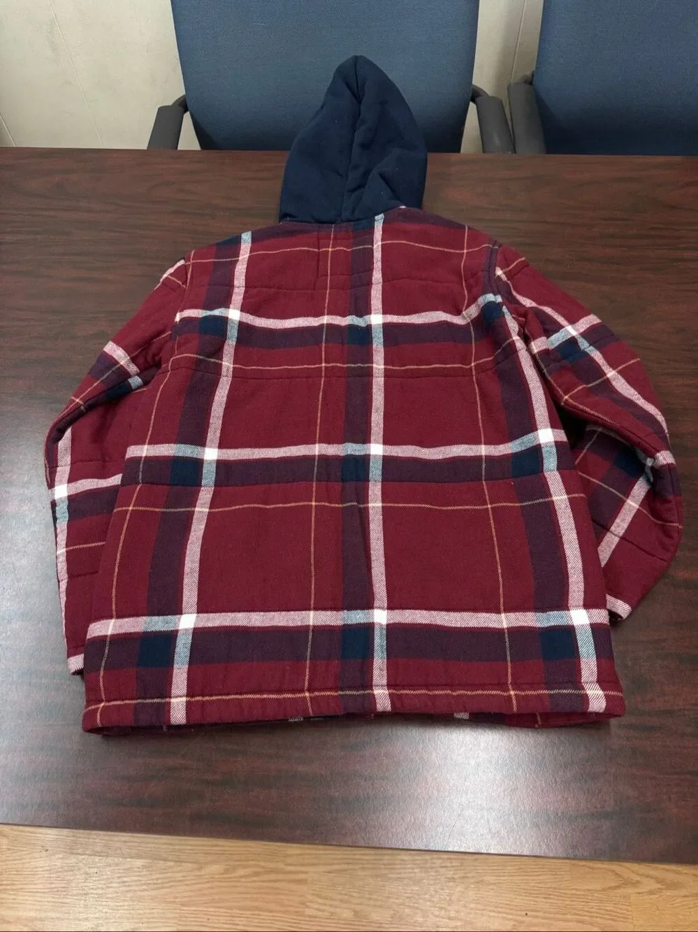 Old Navy Boys Plaid Button Up Hooded Puffer Jacket Size X-Large (14-16)